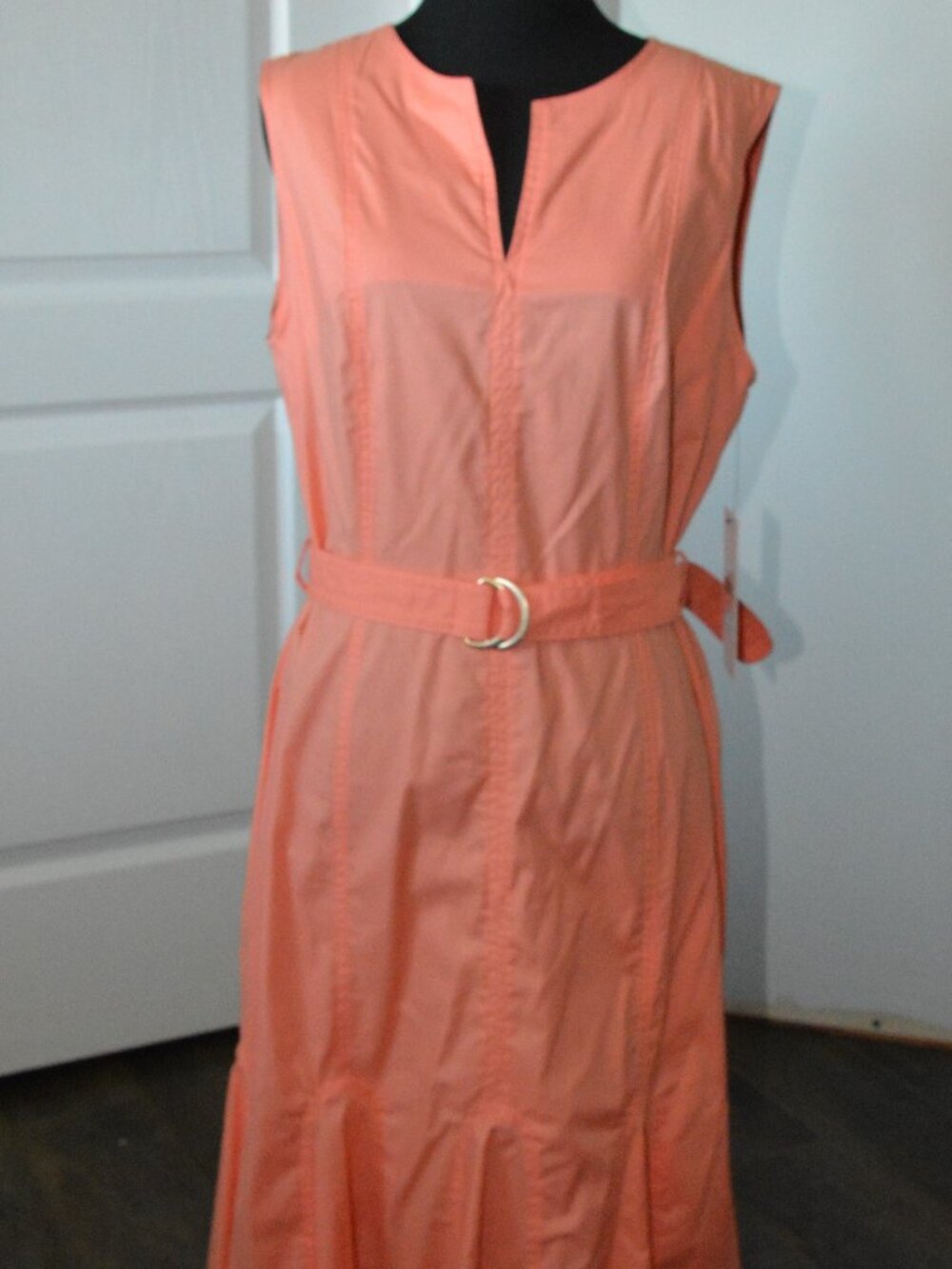 Calvin Klein Men's Orange Sleeveless Belted Skirtdress size 10
